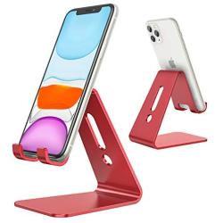 OMOTON Desktop Cell Phone Stand [Updated Solid Version], Advanced 4mm Thickness Aluminum Stand Holder for Switch, Mobile Phone, iPhone 11 Pro Xs Max Xr, Red