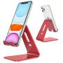 OMOTON Desktop Cell Phone Stand [Updated Solid Version], Advanced 4mm Thickness Aluminum Stand Holder for Switch, Mobile Phone, iPhone 11 Pro Xs Max Xr, Red