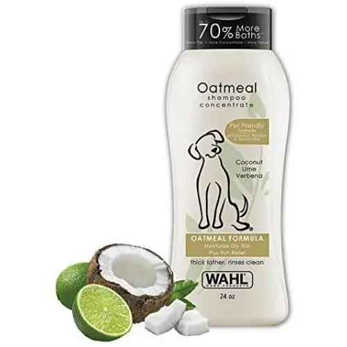 Wahl Dry Skin & Itch Relief Pet Shampoo for Dogs – Oatmeal Formula with Coconut Lime Verbena & 100% Natural Ingredients – 24 Oz Wahl Dry Skin & Itch Relief Pet Shampoo for Dogs – Oatmeal Formula with Coconut Lime Verbena & 100% Natural Ingredients – 24 Oz