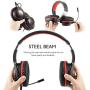 Pacrate Gaming Headset for PS4 Xbox One PC with Noise Cancelling Microphone Stereo Surround Sound Headphone with LED Light Intense Bass for Computer Laptop Mac (Black Red)
