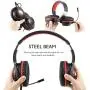 Pacrate Gaming Headset for PS4 Xbox One PC with Noise Cancelling Microphone Stereo Surround Sound Headphone with LED Light Intense Bass for Computer Laptop Mac (Black Red)