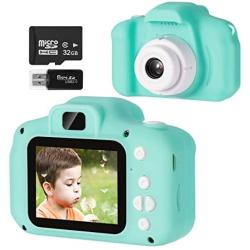 Vbepos Kids Camera, Digital Video Camera Toys for 3-12 Year Old Boys Girls, 1080P HD Action Camera Toddler Recorder Gift with 32GB SD Card for Indoor Outdoor Party Games, Green