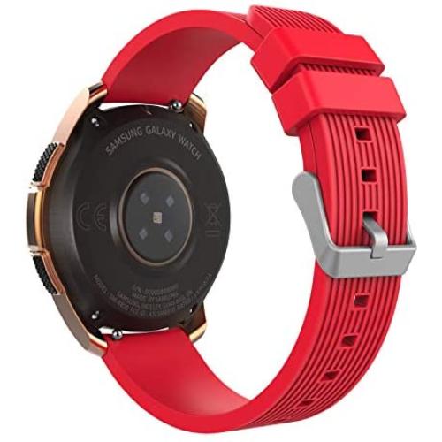MoKo Band Compatible with Samsung Galaxy Watch 3 45mm/Galaxy Watch 46mm/Galaxy Gear S3 Classic/Frontier/Ticwatch pro/E2/S2/Huawei Watch GT 2e 46mm, 22mm Silicone Replacement Strap - Red
