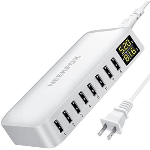Multi USB Charger Charging Station, slitinto 8-Port USB Charger Station with LCD Display, Desktop USB Station Compatible iPhone X / 8/7 / 7Plus / 6s / 6Plus, iPad, Samsung Galaxy/Note and More