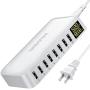 Multi USB Charger Charging Station, slitinto 8-Port USB Charger Station with LCD Display, Desktop USB Station Compatible iPhone X / 8/7 / 7Plus / 6s / 6Plus, iPad, Samsung Galaxy/Note and More