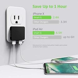 Nekmit Dual Port Ultra Thin Flat USB Wall Charger with Smart IC, Black