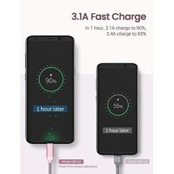 USB-C Cable Fast Charging 3A Fast Charge - 2 PK/6.6FT, AINOPE USB-A to Type-C Charger Cable,Durable Braided Armor C Cord Compatible Samsung Galaxy Note 9 8 S9 S8 S8 Plus S10,LG V30,V20 (Rose Gold)