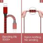 MeiShi MFi Certified iPhone Charger 4 Pack 6FT High Speed Nylon Braided USB Fast Charging&Data Syncs Cord Compatible iPhone Xs/Max/XR/X/8/8Plus/7/7Plus/6S/6S Plus/SE/iPad/iPod (Red+Black).