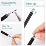 Stylus Pen, Universal Stylus, Stylus para Pantallas táctiles, Disc Stylus Touch Screen Pens for All Capacitive Touch Screens Cell Phones, Tablets, Laptops, 2 Pieces + 6 Bonus Replacement Tips (Black)