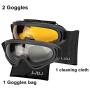 LJDJ Ski Goggles, Pack of 2 - Snowboard Adjustable UV 400 Protective Motorcycle Goggles Outdoor Sports Tactical Glasses Dust-Proof Combat Military Sunglasses for Kids Boys Girls Youth Men Women