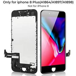 Compatible with iPhone 8 Plus Screen Replacement Black 5.5 Inch LCD Display with 3D Touch Screen Digitizer Frame Display Assembly Include Full Free Repair Tool Kits