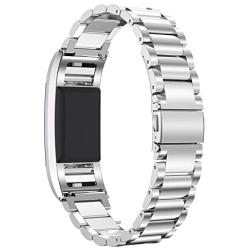 Jiarusig Compatible with Fitbit Charge 2 Bands, Stainless Steel Metal Bands Strap Men Women Replacement Bracelet Small Large Wristband Accessories Band Compatible with Fitbit Charge 2, Silver