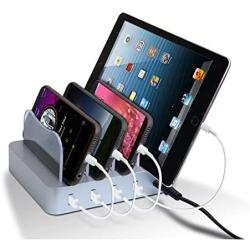 USB Charging Station - Charging Dock - 4-Port - Fast Charging Station - iPad Docking Station - Smart Charging Station Dock - Multi Charging Station for Cell Phones and Tablets