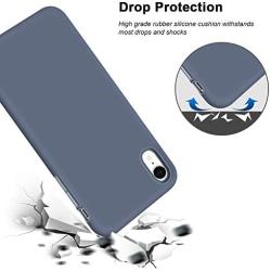 iPhone XR Case, Anuck Soft Silicone Gel Rubber Bumper Phone Case with Anti-Scratch Microfiber Lining Hard Shell Shockproof Full-Body Protective Case Cover for Apple iPhone XR 6.1" 2018 - Blue Gray