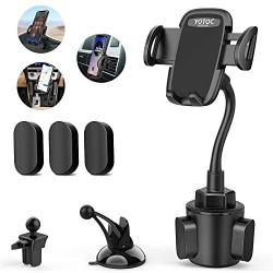 Car Cup Holder Phone Mount, YOTOCversion 3-in-1 Universal Adjustable Gooseneck Cell Phone Holder Car Air Vent Holder Dashboard Mount Compatible with iPhone 11 Xs Max XR 7 8 Plus, Samsung Galaxy