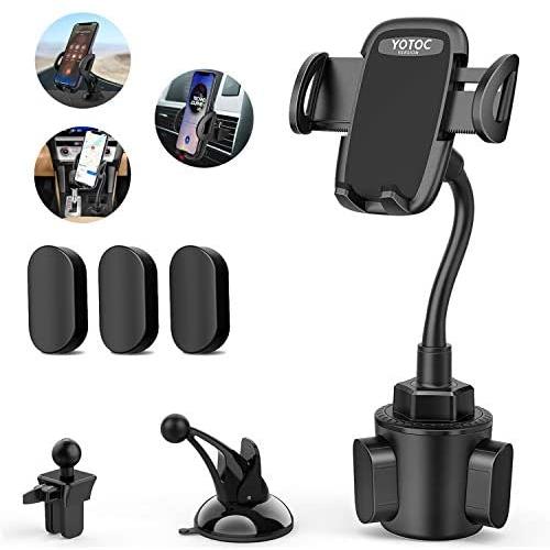 Car Cup Holder Phone Mount, YOTOCversion 3-in-1 Universal Adjustable Gooseneck Cell Phone Holder Car Air Vent Holder Dashboard Mount Compatible with iPhone 11 Xs Max XR 7 8 Plus, Samsung Galaxy