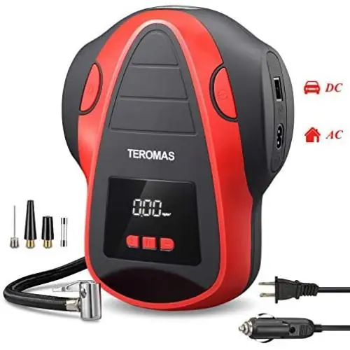 TEROMAS Tire Inflator Air Compressor, Portable DC/AC Air Pump for Car Tires 12V DC and Other Inflatables at Home 110V AC, Digital Electric Tire Pump with Pressure Gauge