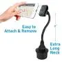 Macally Car Cup Holder Magnetic Phone Mount with for Extra Long Neck & 2 Metal Plates for iPhone 11 Max Pro Xs Max XR X 8 Plus 7 Plus 6S 6 Plus, Samsung Galaxy S10 S9 Note & Most Cell Phones