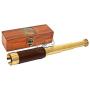 Hanzla Collection Leather Stitched Polished Brass Handheld Telescope 14" Nautical Pocket Gift Pirate Spyglass with Wooden Box