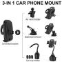 Car Cup Holder Phone Mount, YOTOCversion 3-in-1 Universal Adjustable Gooseneck Cell Phone Holder Car Air Vent Holder Dashboard Mount Compatible with iPhone 11 Xs Max XR 7 8 Plus, Samsung Galaxy
