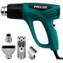 Heat Gun Dual Temperature Settings, PRULDE N2190 1500W Hot Air Gun 800°F - 1112°F, Overload Protection with 4 Metal Nozzle Attachments for Shrink Wrapping/Tubing, Paint Removal