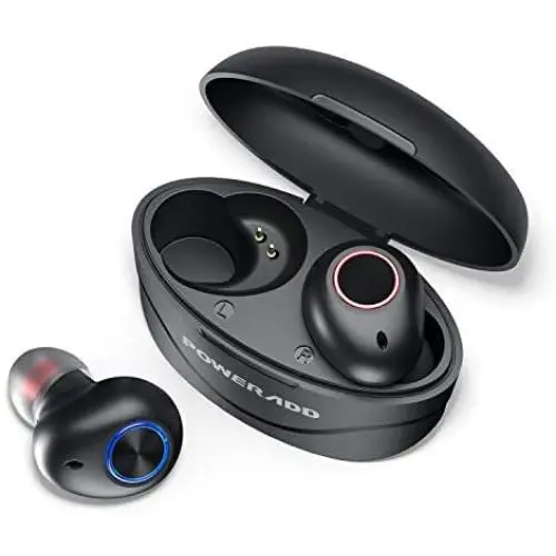 Bluetooth Earbuds Wireless, POWERADD S9 Noise Cancelling TWS Ear Buds with Microphone and True BT 5.0 IPX7 Waterproof in-Ear Headphones, Ergonomic Bass Stereo Earphones with Charging Case, Black