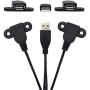 USB 2.0 Male to Dual Female Charging Extension Cable, Furniture nightstand USB Charging Port, Panel Mount Cable with Screw Hole Used for:Mobile Phones,Table Lamps,Portable Power and More 5 ft (1pc)