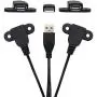 USB 2.0 Male to Dual Female Charging Extension Cable, Furniture nightstand USB Charging Port,Panel Mount Cable with Screw Hole Used for: Mobile Phones, Table Lamps, Portable Power and More.5ft (2pcs)