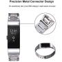 Valchinova Fitbit Charge 2 Band with Bling Rhinestone Adjustable Metal Fitbit Charge 2 Strap Bracelet Replacement Black Silver Rose Gold (Silver)