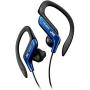 JVC Clip Style Headphone Blue and White Lightweight and Comfortable Ear Clip. Splash Proof Water resistant Powerful Sound with Bass Boost HAEB75A