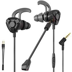 CLAW G9 Gaming Earphones with Dual Microphones, 3D Stereo Sound, Dual Flange Ear-Tips for Mobile Phones, Tablets, PC, Laptop, PS4, Xbox, Nintento Switch (Black)