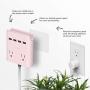Multi Plug Outlet Extender & Splitter: iHome PowerReach 6ft Extension Cord with 2 Outlets & 4 USB Ports for Multiple Smartphone Charging - Desktop/Magnetic Wall Mounting Charger (Pink)