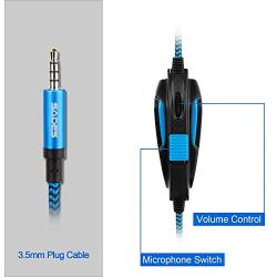 SADES Gaming Headset SA807 Updated 3.5mm Multi-Platform Stereo Sound PC, Over-Ear Gaming Headphones with Mic Compatible with New Xbox one PS4 PC Laptop Mac iPad iPod(Black&Blue)