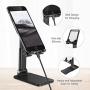 Cell Phone Stand, Angle Height Adjustable Cell Phone Stand for Desk, Foldable & Portable Desktop Phone Holder Cradle Dock, Thick Case Friendly Phone Holder Stand for iPad, All Phones, Tablets, Switch