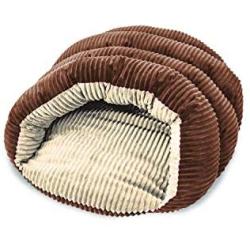 Sleep Zone Corduroy Cuddle Cave Dog Bed - Fabric Bottom - 22X17 Inches / Chocolate / Attractive, Durable, Comfortable, Washable. By Ethical Pets