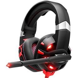 RUNMUS Gaming Headset Xbox One Headset with 7.1 Surround Sound, PS4 Headset with Noise Canceling Mic & LED Light, Compatible with PC, PS4, Xbox One Controller(Adapter Not Included)
