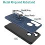 Oleaders for Galaxy A21 Case with Tempered Glass Screen Protector, Rotatable Metal Ring Holder Compatible with Magnetic Car Kickstand Case for Samsung Galaxy A21 - Blue