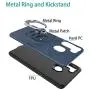 Oleaders for Galaxy A21 Case with Tempered Glass Screen Protector, Rotatable Metal Ring Holder Compatible with Magnetic Car Kickstand Case for Samsung Galaxy A21 - Blue