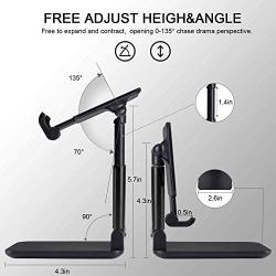 Cell Phone Stand, Angle Height Adjustable Cell Phone Stand for Desk, Fully Foldable Phone Holder, Tablet Stand, Case Friendly Compatible with All Mobile Phone/iPad/Kindle/Tablet (Black)