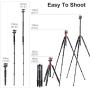 K&F Concept TM2515M1 67 inch Compact Lightweight Aluminum Travel Tripod 10kg/22lbs Load Capacity,with Monopod 360° Panorama Ball Head Compatible with DSLR Camera