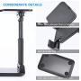 Desk Phone Stand,Height Increasing,Cell Phone Stand, Foldable Tablet Stand, Adjustable Phone Stand Desktop Phone Holder Cradle Dock Compatible with All Mobile Phones,Tablets (7-10") (Black)