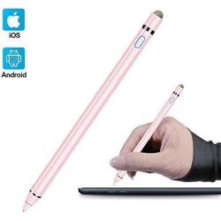 Active Stylus Compatible with Apple iPad, Homagical Stylus Pen for Touch Screens, Rechargeable Capacitive 1.5mm Fine Point iPad Pen Tablets Stylus with Pen Bag/Anti-friction Glove