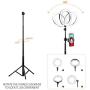 8 Inches Selfie Ring Light with Stick Tripod Stand and Phone Holder for Live Stream, Makeup, Dimmable Led Camera Beauty Ringlight for YouTube Video Photography Compatible with iPhone or Android