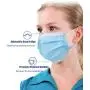 3-Layer Face Mask with Earloop Nose Stripe, Breathable Disposable Mask,Blue, 50Pcs