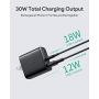 USB C Charger, AUKEY 30W 2-Port iPhone Fast Charger with 18W Power Delivery 3.0, USB C Wall Charger with Foldable Plug, PD Charger for iPad Pro, iPhone SE, iPhone 11 Pro Max, AirPods Pro, Google Pixel