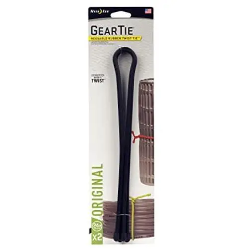 Nite Ize Original Gear Tie, Reusable Rubber Twist Tie, 24-Inch, Black, 2 Pack, Made in the USA Nite Ize Original Gear Tie, Reusable Rubber Twist Tie, 24-Inch, Black, 2 Pack, Made in the USA