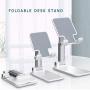 Metal Desktop Cell Phone Stand Holder,Tablet Holder Table Cell Foldable Extend Support Desk Mobile Phone Holder Stand for iPhone iPad Adjustable (Black)