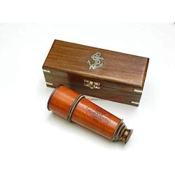 Roorkee Instruments India 18" Antique Look Brass Telescope in Wooden Presentation Box Sailors Gift