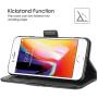 La Farah Wallet Case Designed for Apple iPhone SE 2020 Case, Leather Flip Case with Card Holders and Kickstand for iPhone 8 /iPhone 7 Case - Space Black