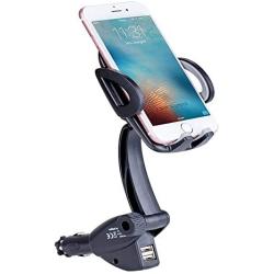 Car Phone Mount Car Phone Holder GPS Car Mount Cell Phone Cradle Mount with Dual USB 3.1A Car Charger Adapter for 3.5-6 Inch Smartphone